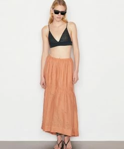 Promo π Frame-denim Eyelet Maxi π Skirt -- Terracotta π 9 Frame-denim Eyelet Maxi Skirt -- Terracotta