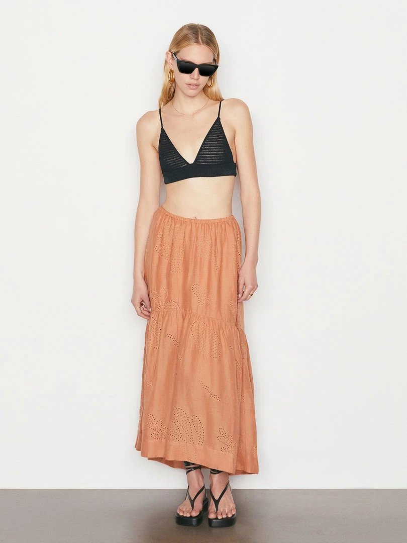 Promo π Frame-denim Eyelet Maxi π Skirt -- Terracotta π 3 Frame-denim Eyelet Maxi Skirt -- Terracotta