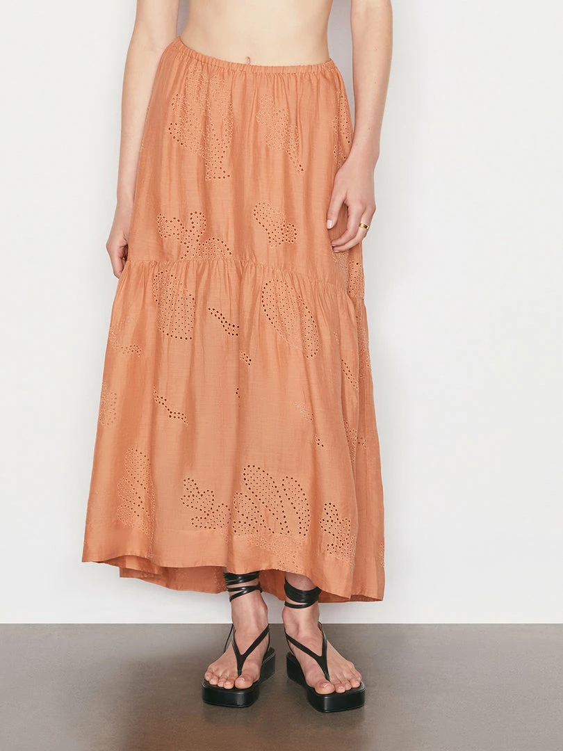 Promo π Frame-denim Eyelet Maxi π Skirt -- Terracotta π 1 Frame-denim Eyelet Maxi Skirt -- Terracotta