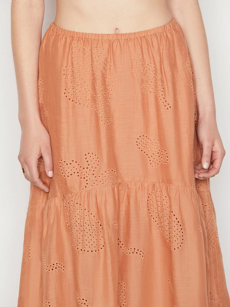Promo π Frame-denim Eyelet Maxi π Skirt -- Terracotta π 6 Frame-denim Eyelet Maxi Skirt -- Terracotta