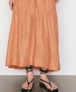 Promo π Frame-denim Eyelet Maxi π Skirt -- Terracotta π 11 Frame-denim Eyelet Maxi Skirt -- Terracotta