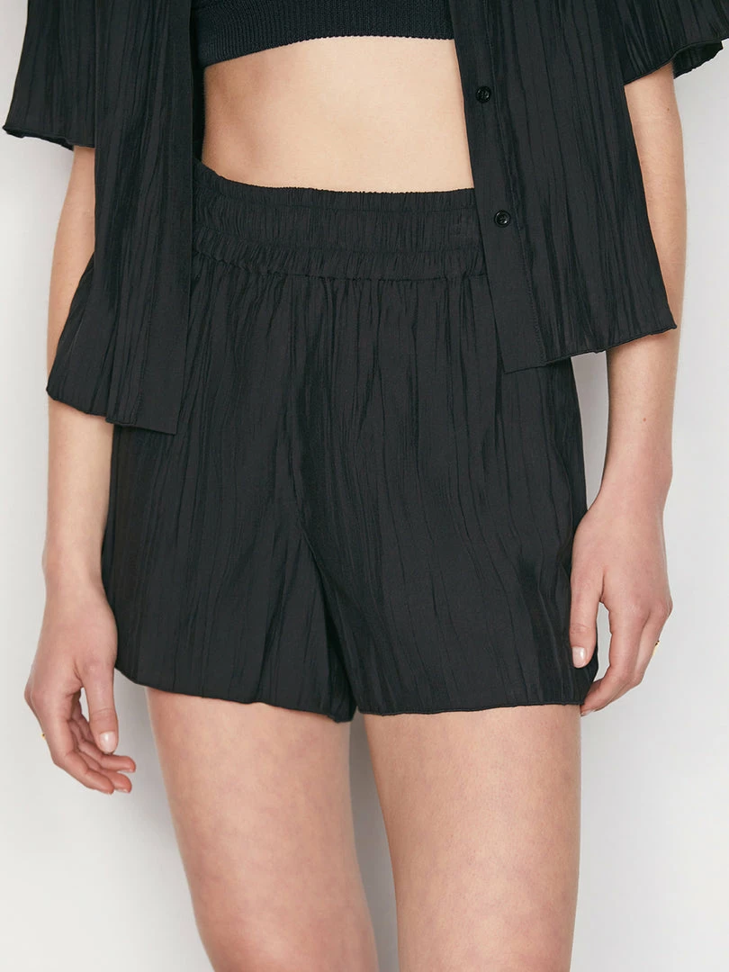 Best Sale π Frame-denim Pleated Short -- Noir π 6 Frame-denim Pleated Short -- Noir