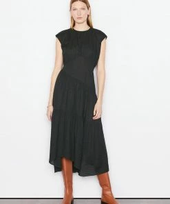 Frame-denim Gathered Seam Dress -- Noir