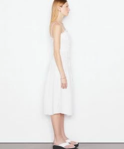 Frame-denim Smocked Midi Dress -- Blanc Women