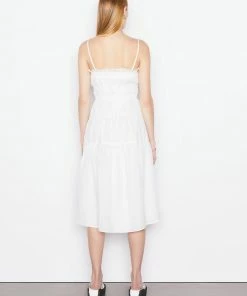 Frame-denim Smocked Midi Dress -- Blanc Women