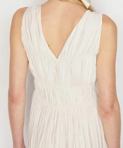 Frame-denim Cinched Crinkle Dress -- Off White