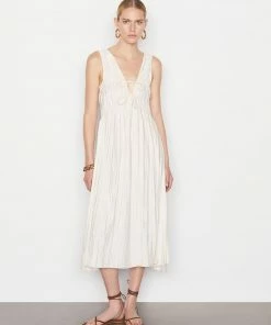Frame-denim Cinched Crinkle Dress -- Off White