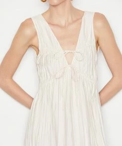 Frame-denim Cinched Crinkle Dress -- Off White