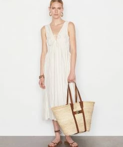 Frame-denim Cinched Crinkle Dress -- Off White