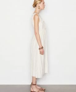 Frame-denim Cinched Crinkle Dress -- Off White