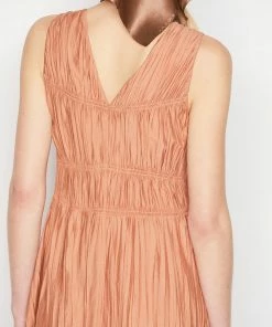 Discount π Frame-denim Cinched Crinkle π Dress -- Terracotta π© Women π 8 Frame-denim Cinched Crinkle Dress -- Terracotta Women