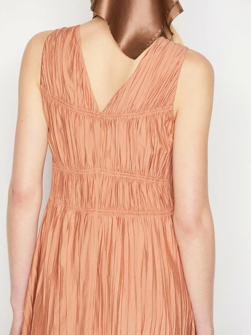 Discount π Frame-denim Cinched Crinkle π Dress -- Terracotta π© Women π 4 Frame-denim Cinched Crinkle Dress -- Terracotta Women