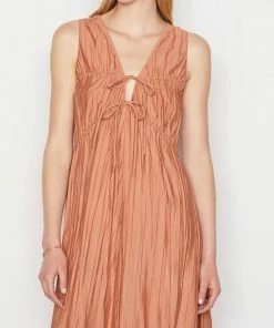 Frame-denim Cinched Crinkle Dress -- Terracotta Women