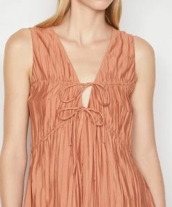 Discount π Frame-denim Cinched Crinkle π Dress -- Terracotta π© Women π 7 Frame-denim Cinched Crinkle Dress -- Terracotta Women