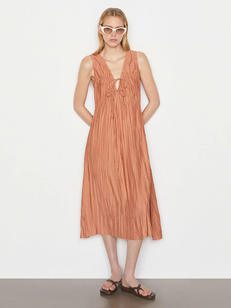 Discount π Frame-denim Cinched Crinkle π Dress -- Terracotta π© Women π 1 Frame-denim Cinched Crinkle Dress -- Terracotta Women